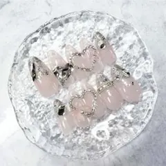 【現品のみ】ワンホン韓国フレンチガーリーちゅるんスナ系ネイルチップ量産型ギャル