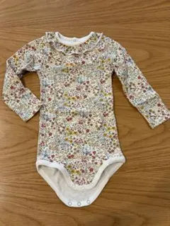 プチバトー　花柄長袖ロンパース　18M