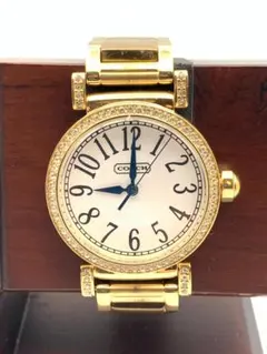 【不動】COACH ゴールドカラー ラインストーンベゼル 腕時計のサムネイル
