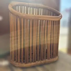 自然木製オーバル型バスケット