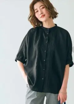 ピンタックドルマンシャツブラウス