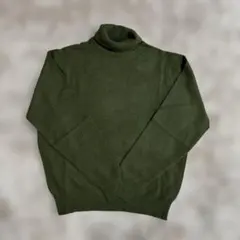 タートルネックニット 長袖　オリーブグリーン　カシミヤ　100% サイズ42