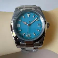 カスタム品　エクスプローラー　ノーロゴ　40mm　クォーツ　ライトブルーのサムネイル