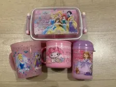 ディズニープリンセス弁当箱とプリンセスソフィアのおしぼりケースセットコップ2個付