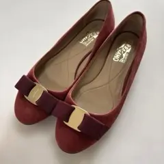FERRAGAMO 赤 フラットシューズ　24cm