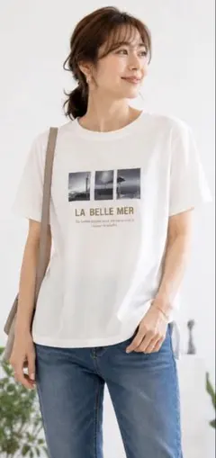 新品未使用 THE SHOP TK フォトプリント Tシャツ ホワイト Mのサムネイル