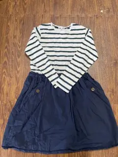 SHIPS ストライプ柄 長袖ワンピース 150