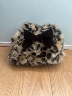 ヘザー レオパード柄 ファーハンドバッグ 結婚式 heather