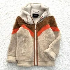 美品 コーチ カラーブラック シアリング フーディー ボア レザー ムートン M