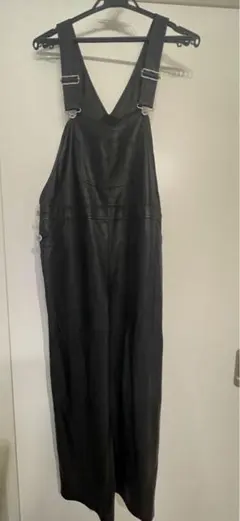 green label relaxing レザーサロペット ブラック