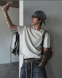 ダメージクロップ半袖Tシャツ　ホワイト