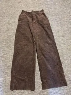 ブラウン コーデュロイ ワイドパンツ