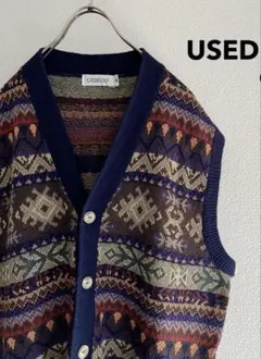 古着 “GIORGIO” Acrylic Knit Vest / フェアアイル柄
