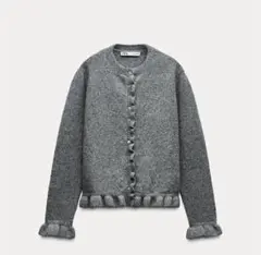 ZARA フリルニットカーディガン M
