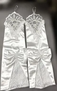 ウェディンググローブ サテン レース ホワイト未使用品