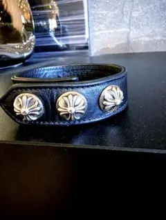 と*様 早いもの勝ち！CHROME HEARTS クロムハーツ　レザーブレスレッ Chrome Hearts レザーブレスレット クロスボール 早いもの勝ちです