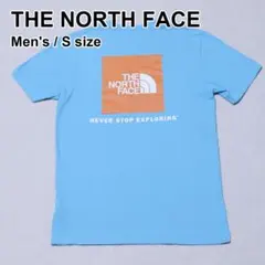 THE NORTH FACE ボックスロゴ Tシャツ S 水色 ノースフェイス
