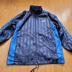 【値下げ】PUMA ストライプ ネイビー　160　パーカー付き