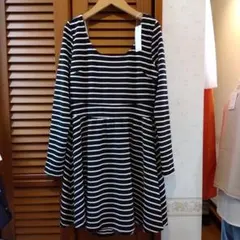 新品タグ付き　ボーダー柄長袖ワンピース　Lサイズ