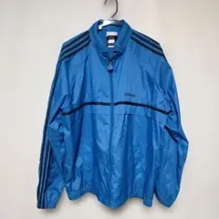 レトロ アディダス ナイロンジャンパー ブルー メンズアウター