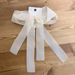 アイボリー シフォンリボン ポニーフック