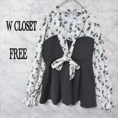 [W CLOSET ]ダブルクローゼット 花柄 ドッキング ブラウス FREEのサムネイル