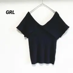 GRL グレイル　ノースリーブカットソー　ビッグカラー　ブラック　M