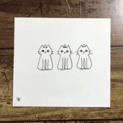【1105】【白猫の絵】オリジナル手描きアナログイラスト原画　自作創作アート作品