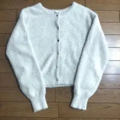 GU シャイニークルーネックカーディガン M ナチュラル