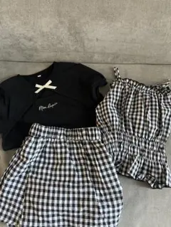 coca☆ 半袖Tシャツ ギンガムチェック 3点セットのサムネイル