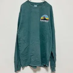 ギルダン M グリーン 長袖Tシャツ イエローストーン プリント ロンT