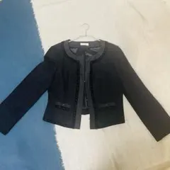 VIVA PRESTO ノーカラーツイードジャケット ブラック フォーマル
