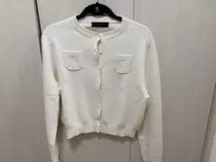 caban コットンカシミヤ クルーネックカーディガン　ホワイト&ブルー　セット