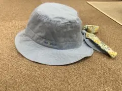 ベビー キッズ 帽子 56cm 水色 花柄リボン 日よけ付きのサムネイル