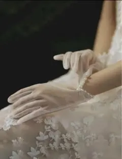 ウェディンググローブ パール付き シフォン