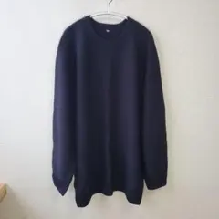 ネイビークルーネック ニット 4XL 男女兼用 大きいサイズ