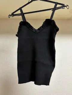 ブラック リブ キャミソール M