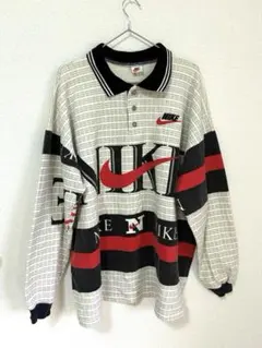 Nike 長袖ポロシャツ ホワイト/ブラック/レッド