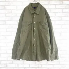 Gap ギャップ　リネンシャツ　長袖シャツ　緑　XL ゆったりサイズ　メンズ