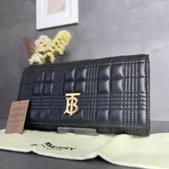 【現行・極美品】バーバリー ローラ フラップ長財布 TBロゴ キルティング 本革