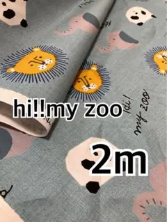 2m hi!!myzoo オックス生地　くすみブルー　ハギレ　生地