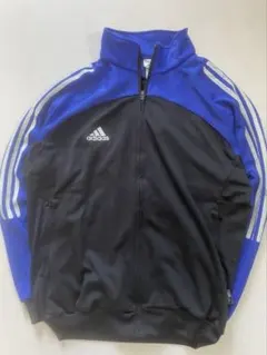 アディダス トラックジャケット ブラック×ブルー サッカー 古着 Lサイズ相当