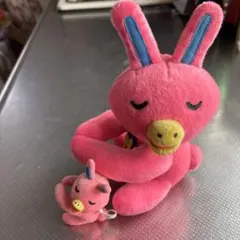 ピンクのノバうさぎ親子ぬいぐるみセット
