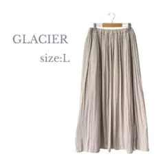 【グラシア】Lサイズ　ロングプリーツスカート　ウエストゴム　ゆったりコーデ