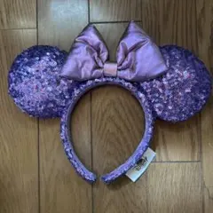 ディズニー ミニー カチューシャ 紫色 スパンコール