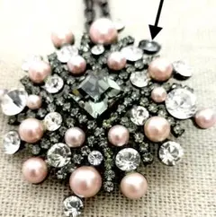 フォクシー ネックレス パール ラインストーン ブローチ 2way シルバー