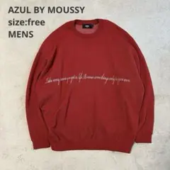 【AZUL BY MOUSSY】長袖ニット セーター 星柄 赤 大きめ【フリー】