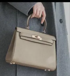 【新品未使用】グレージュ　本革　ハンドバッグ ショルダー　ワンハンドル