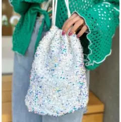 CIAOPANIC スパンコールベロア巾着バッグ　バッグ