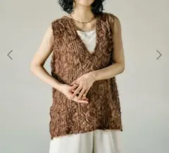 LEPSIM ベスト ジレ ニュアンス柄レーシーベスト